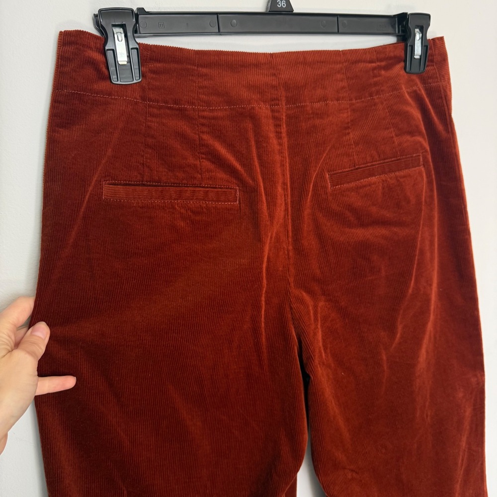 M9 Anthro Pilcro High Rise Wide Leg Corduroy Pants Rust Orange Button Fly 10 - Picture 7 of 7